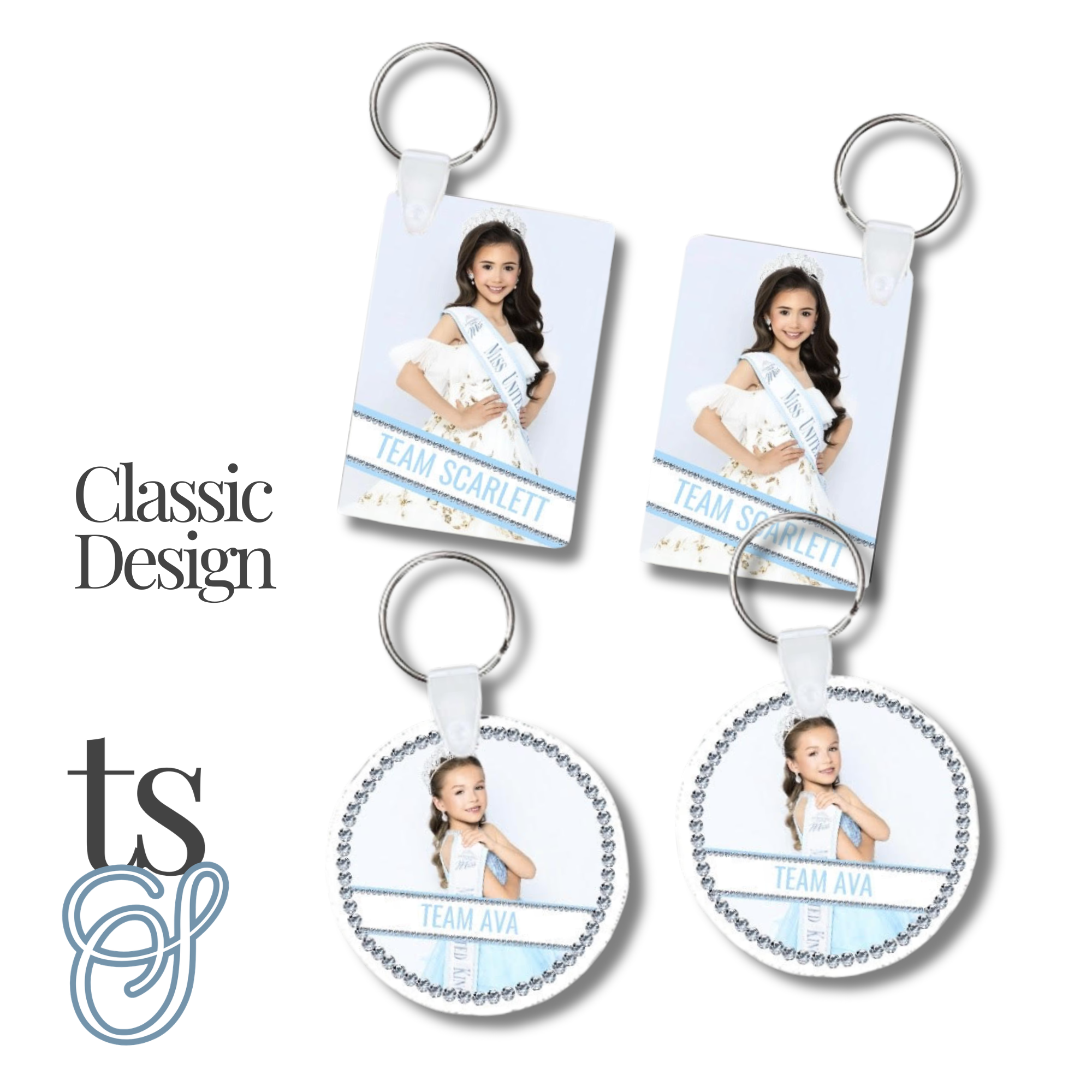 Custom Keyring - Classic Sash or Deluxe Design Print