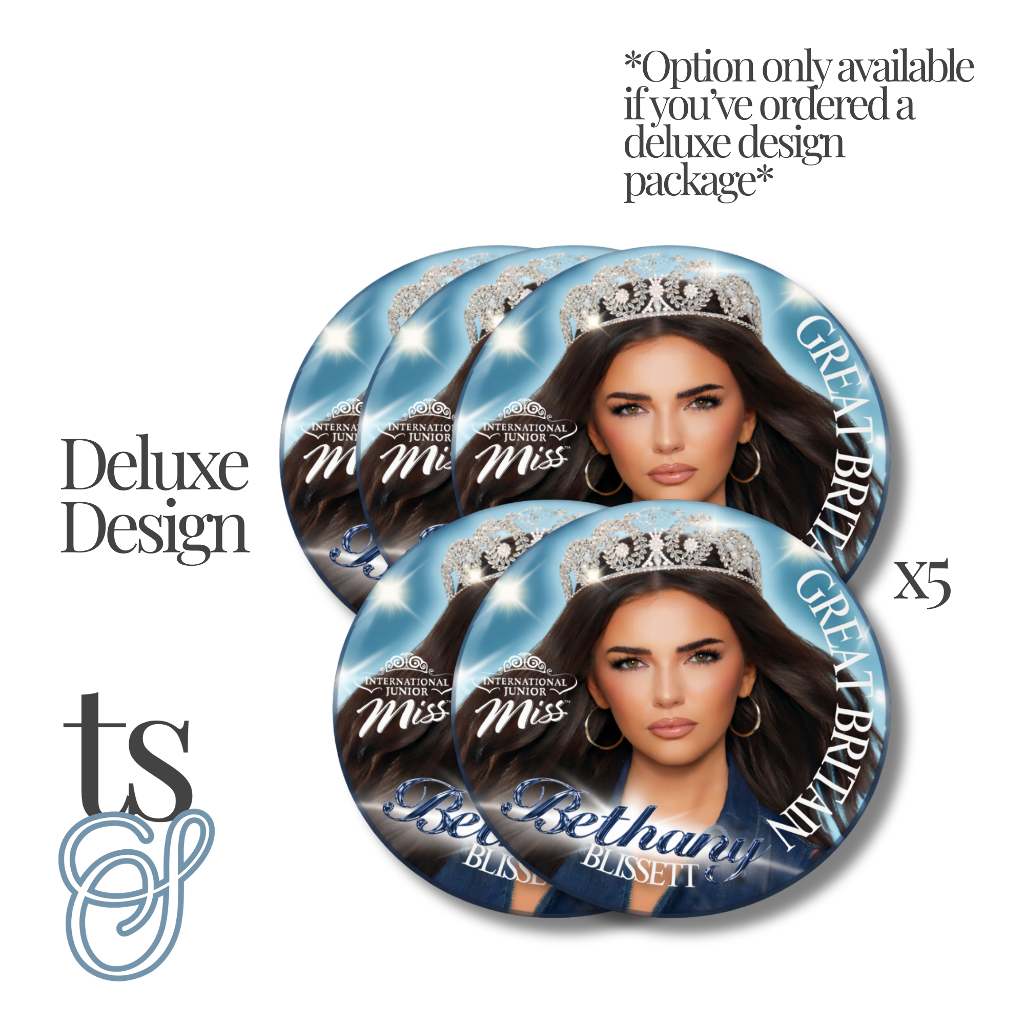 Custom Badge (Pack Of 5) - Classic Sash or Deluxe Design Print