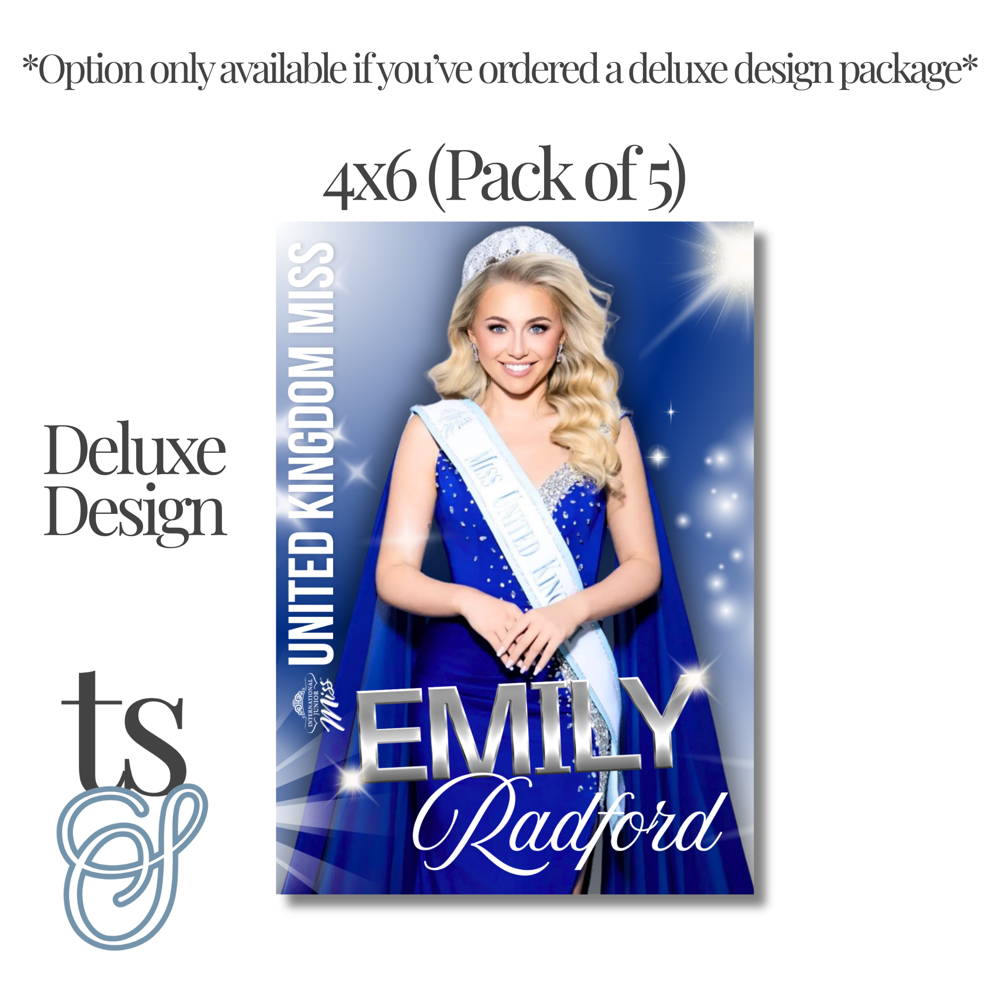 4x6 Prints (Pack Of 5) - Classic Sash or Deluxe Pageant Design